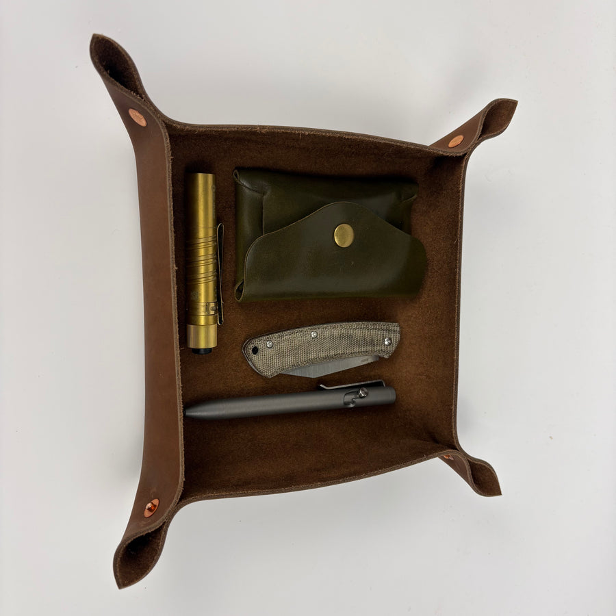 Back Road Provisions Large Leather Valet Tray