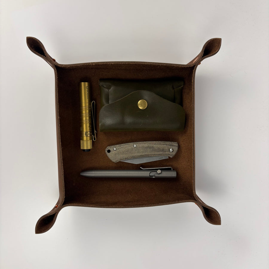 Back Road Provisions Large Leather Valet Tray