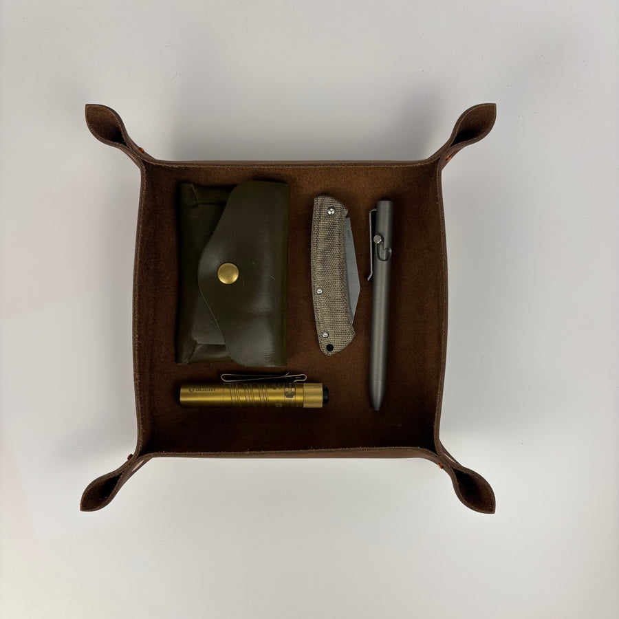 Back Road Provisions Large Leather Valet Tray