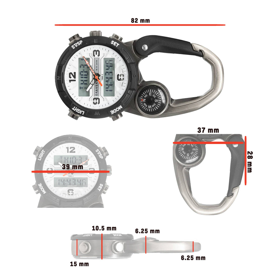 Analog & Digital Clip Watch, Travel Watch, Alarm, Stopwatch
