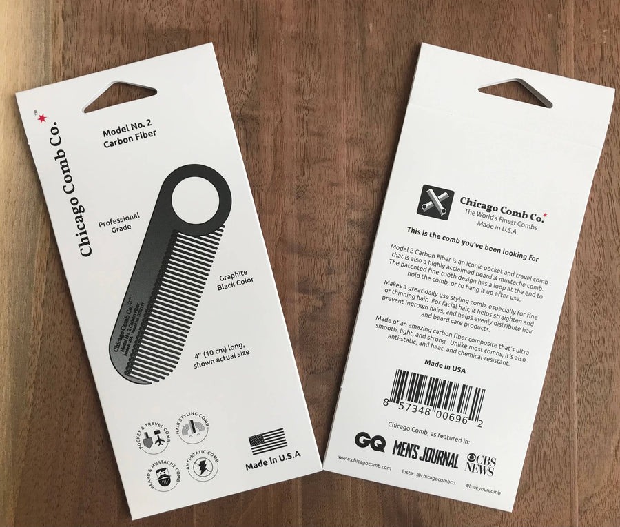 Chicago Comb Co. Model No. 2 Carbon Fiber Comb