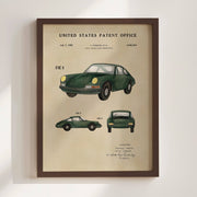 Porsche 911 Patent with Walnut Frame 8" x 10"