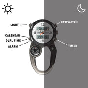 Analog & Digital Clip Watch, Travel Watch, Alarm, Stopwatch